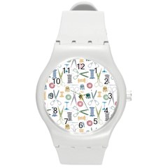 Pattern Seamless Texture Sewing Round Plastic Sport Watch (m) by Salmanaz77