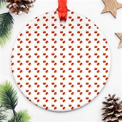 Kawaii Pumpkin Patt White Round Ornament (two Sides)