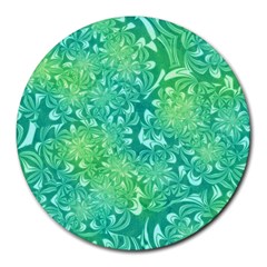 Retro Flower Pattern Design Batik Round Mousepad by Posterlux