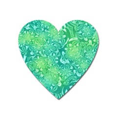 Retro Flower Pattern Design Batik Heart Magnet