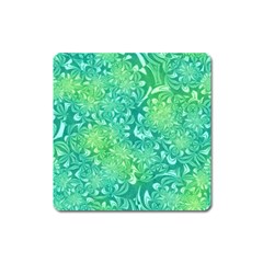 Retro Flower Pattern Design Batik Square Magnet by Posterlux