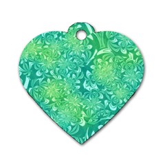 Retro Flower Pattern Design Batik Dog Tag Heart (two Sides)