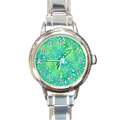 Retro Flower Pattern Design Batik Round Italian Charm Watch by Posterlux