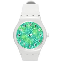 Retro Flower Pattern Design Batik Round Plastic Sport Watch (m)