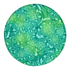 Retro Flower Pattern Design Batik Round Glass Fridge Magnet (4 Pack) by Posterlux