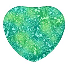 Retro Flower Pattern Design Batik Heart Glass Fridge Magnet (4 Pack)