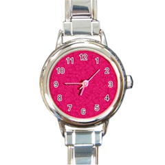 Pink Abstract Crimson Triangle Round Italian Charm Watch by Posterlux