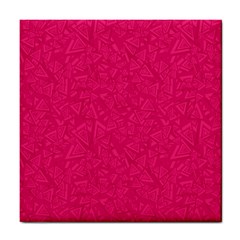 Pink Abstract Crimson Triangle Tile Coaster