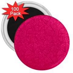 Pink Abstract Crimson Triangle 3  Magnets (100 Pack)