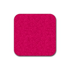 Pink Abstract Crimson Triangle Rubber Coaster (square)