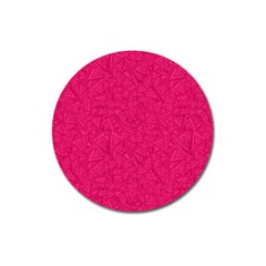 Pink Abstract Crimson Triangle Magnet 3  (round) by Posterlux