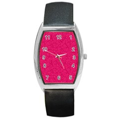 Pink Abstract Crimson Triangle Barrel Style Metal Watch by Posterlux