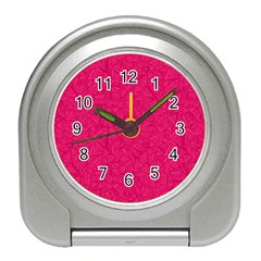 Pink Abstract Crimson Triangle Travel Alarm Clock