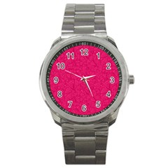 Pink Abstract Crimson Triangle Sport Metal Watch