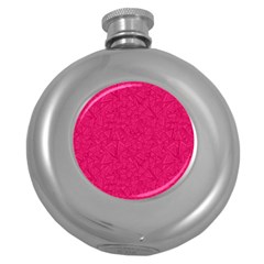 Pink Abstract Crimson Triangle Round Hip Flask (5 Oz) by Posterlux