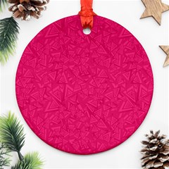 Pink Abstract Crimson Triangle Round Ornament (two Sides) by Posterlux