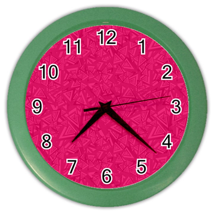 Pink Abstract Crimson Triangle Color Wall Clock