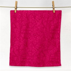 Pink Abstract Crimson Triangle Face Towel by Posterlux