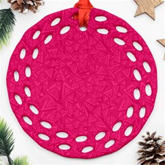 Pink Abstract Crimson Triangle Ornament (round Filigree) by Posterlux