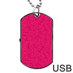 Pink Abstract Crimson Triangle Dog Tag Usb Flash (one Side)