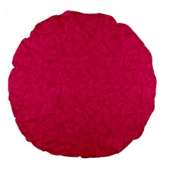 Pink Abstract Crimson Triangle Large 18  Premium Round Cushions