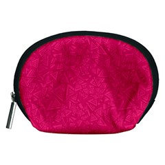 Pink Abstract Crimson Triangle Accessory Pouch (medium) by Posterlux