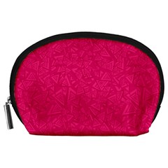 Pink Abstract Crimson Triangle Accessory Pouch (large) by Posterlux