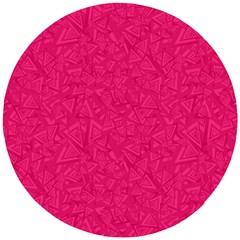 Pink Abstract Crimson Triangle Wooden Puzzle Round by Posterlux