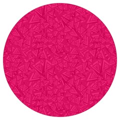 Pink Abstract Crimson Triangle Round Trivet by Posterlux