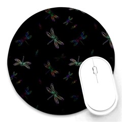 Background Pattern Dragonfly Round Mousepad