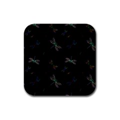 Background Pattern Dragonfly Rubber Square Coaster (4 Pack)