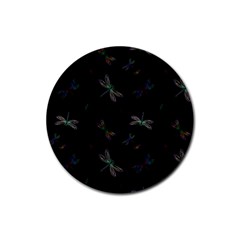 Background Pattern Dragonfly Rubber Round Coaster (4 Pack)