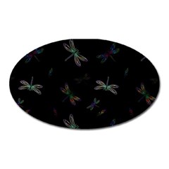 Background Pattern Dragonfly Oval Magnet