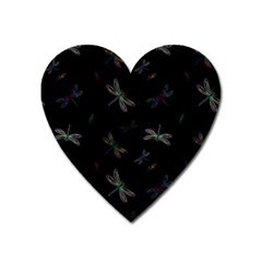 Background Pattern Dragonfly Heart Magnet