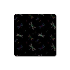 Background Pattern Dragonfly Square Magnet