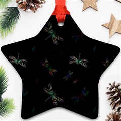 Background Pattern Dragonfly Star Ornament (two Sides)