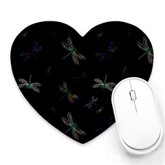 Background Pattern Dragonfly Heart Mousepad