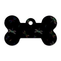 Background Pattern Dragonfly Dog Tag Bone (one Side)