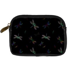 Background Pattern Dragonfly Digital Camera Leather Case