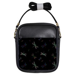 Background Pattern Dragonfly Girls Sling Bag