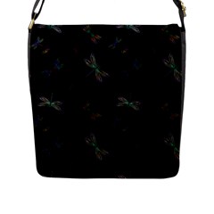 Background Pattern Dragonfly Flap Closure Messenger Bag (l) by Posterlux