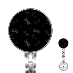 Background Pattern Dragonfly Stainless Steel Nurses Watch