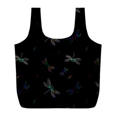 Background Pattern Dragonfly Full Print Recycle Bag (l)