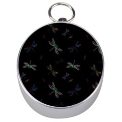 Background Pattern Dragonfly Silver Compasses