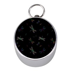 Background Pattern Dragonfly Mini Silver Compasses