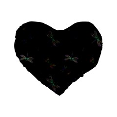 Background Pattern Dragonfly Standard 16  Premium Flano Heart Shape Cushions