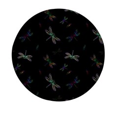 Background Pattern Dragonfly Mini Round Pill Box