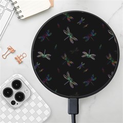 Background Pattern Dragonfly Wireless Fast Charger(black) by Posterlux