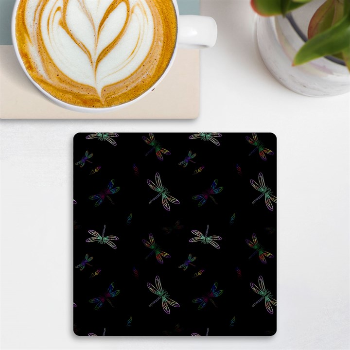 Background Pattern Dragonfly UV Print Square Tile Coaster 