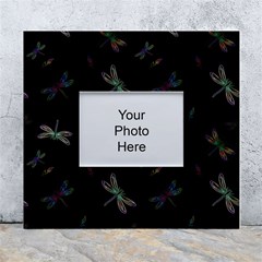 Background Pattern Dragonfly White Wall Photo Frame 5  X 7  by Posterlux